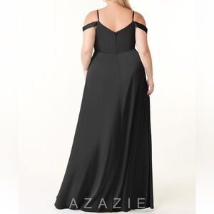 Azazie bridesmaid dress - never worn. Size 18. Black stretch satin